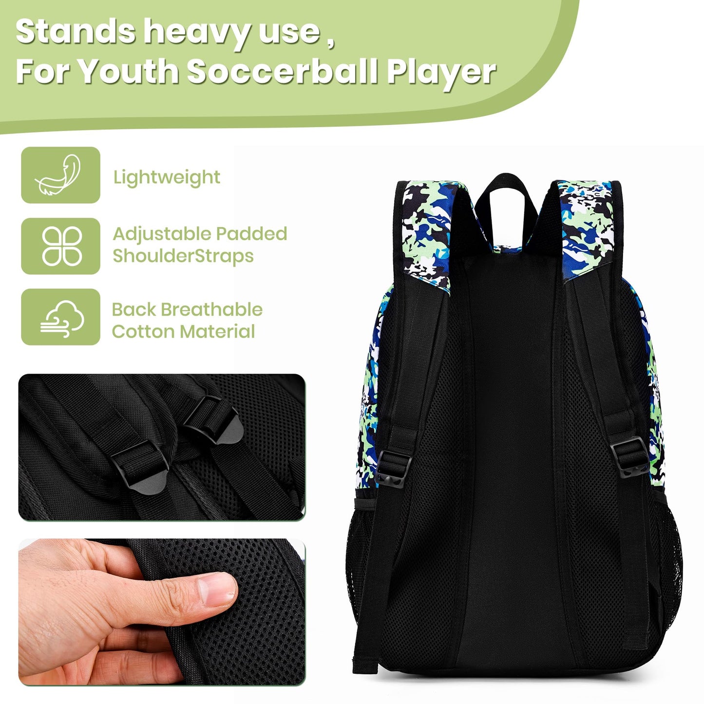 Hsmihair Soccer Bag,Youth Soccer Backpack with Ball and Cleat Compartment