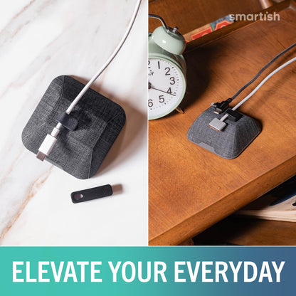 Smartish® Magnetic Cord Holder - Bigger Cable Wrangler Organizer with Magnet Clips for Charger Management on Desktop, Nightstand - Holds 6+ Cables - I'm Blushing
