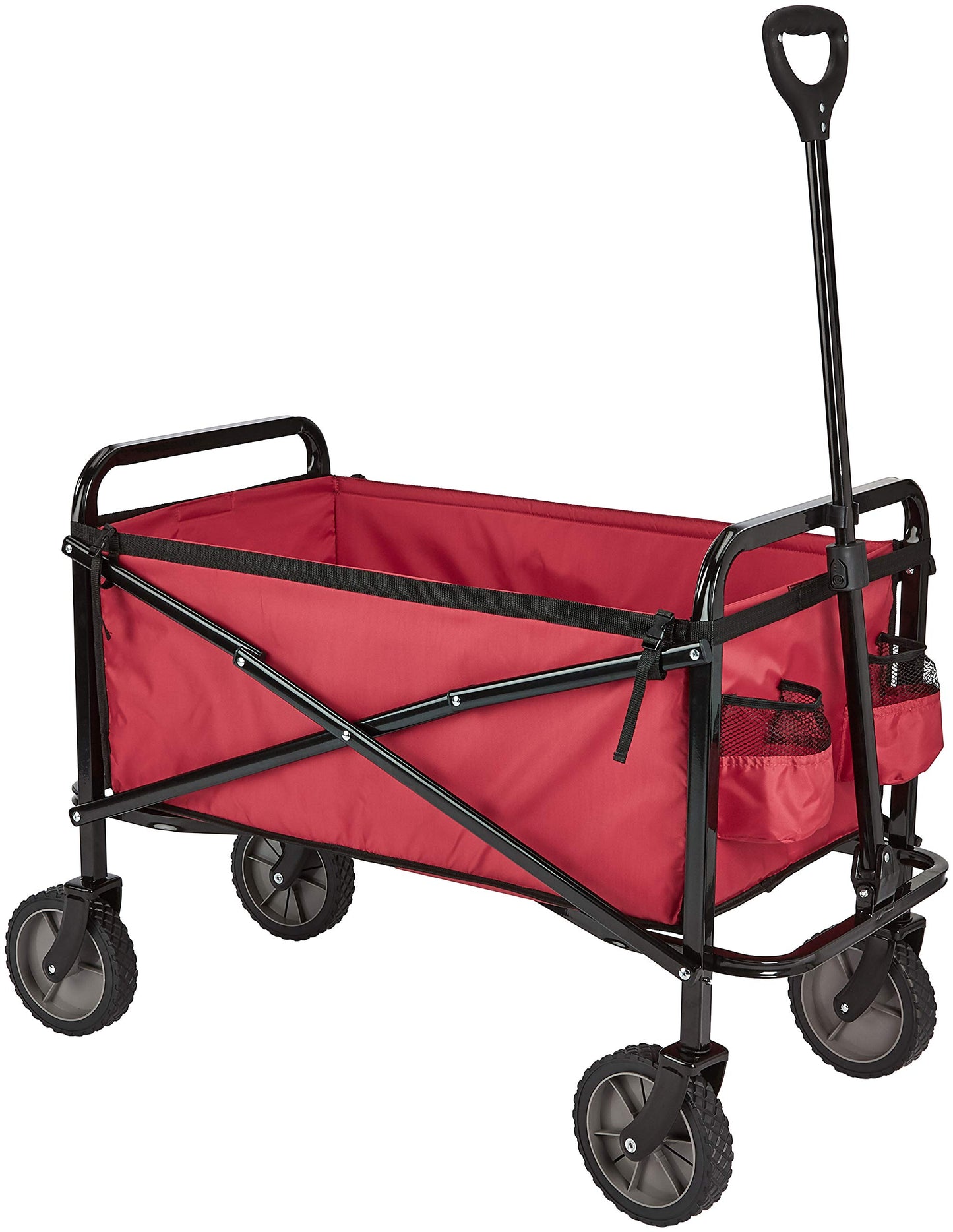 Amazon Basics Collapsible Heavy Duty Utility Wagon for Outdoor Sports, Camping, Garden, and Shopping, 265 Pounds Capacity, 27.6 x 40.9 x 20 inches, Black