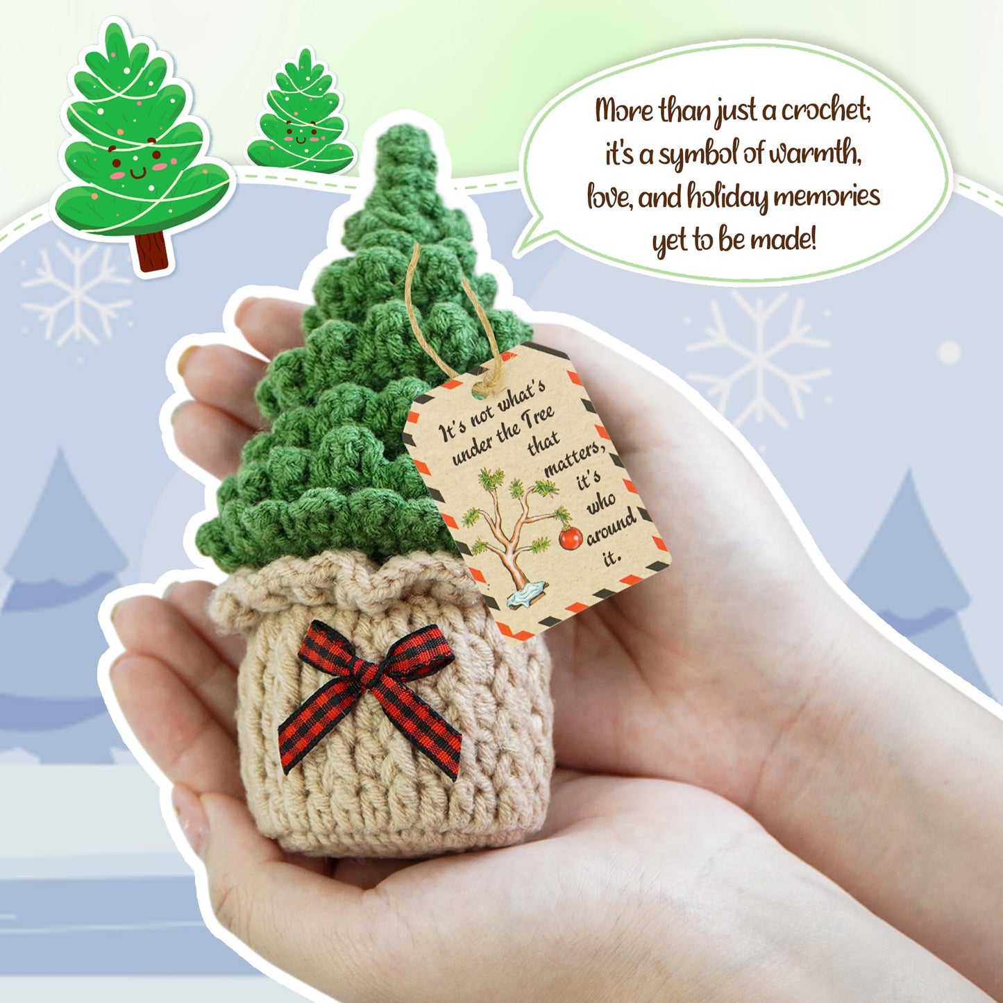 OASSIE Christmas Tree Crochet - Xmas Stocking Stuffers Gifts for Women Men | Christmas Tree Decorations, Christmas Crochet Gifts for Friends/Family/Coworkers, Emotional Support Message, Handmade