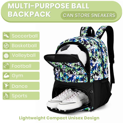 Hsmihair Soccer Bag,Youth Soccer Backpack with Ball and Cleat Compartment