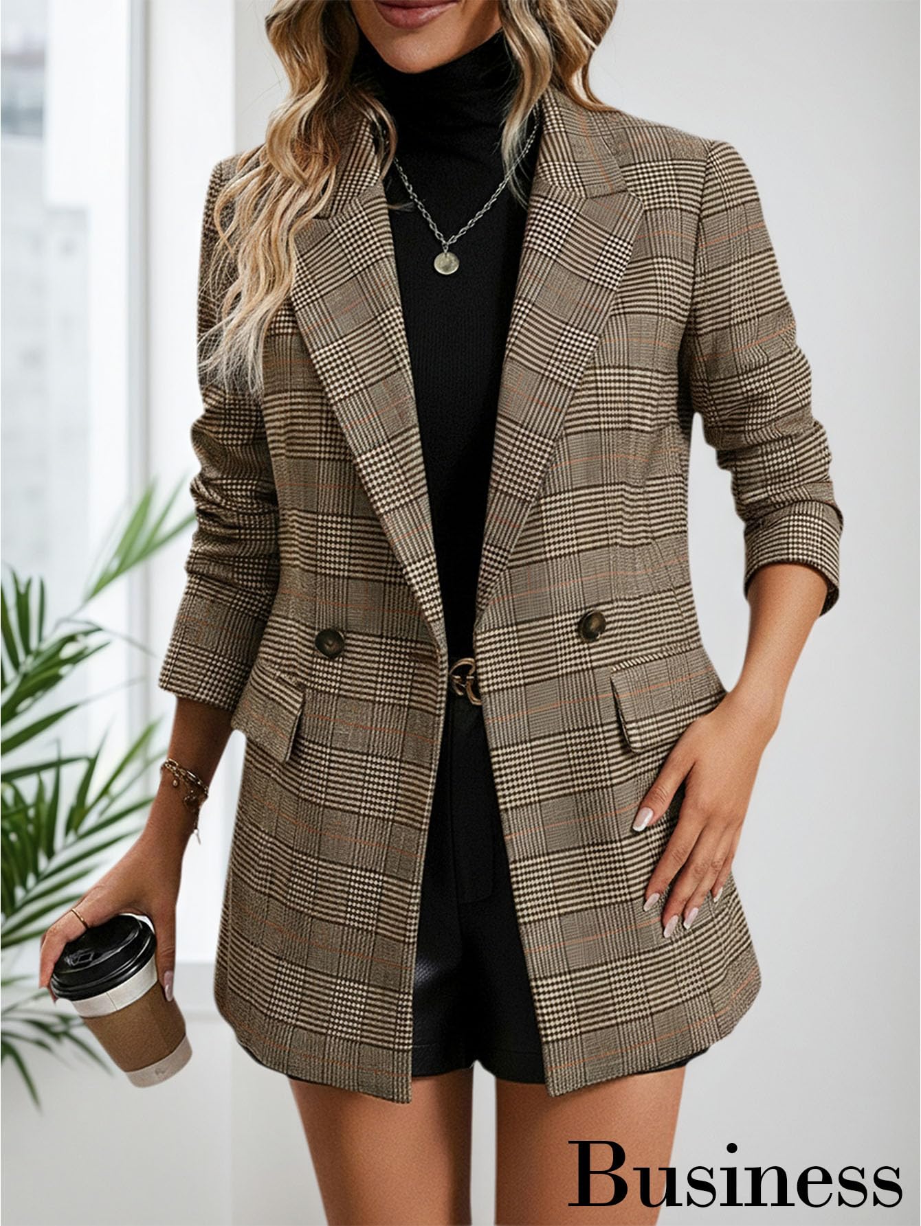 2026 Women's Fall Plaid Blazer Jacket