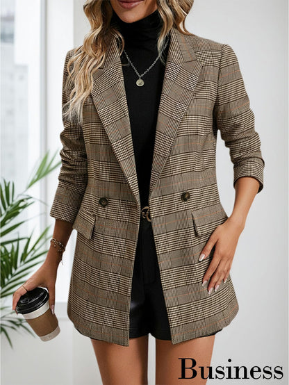 2026 Women's Fall Plaid Blazer Jacket
