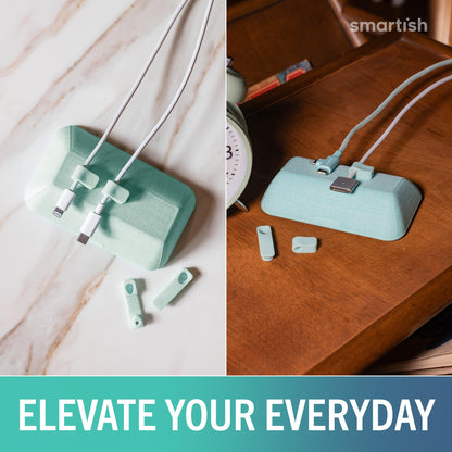 Smartish® Magnetic Cord Holder - Bigger Cable Wrangler Organizer with Magnet Clips for Charger Management on Desktop, Nightstand - Holds 6+ Cables - I'm Blushing
