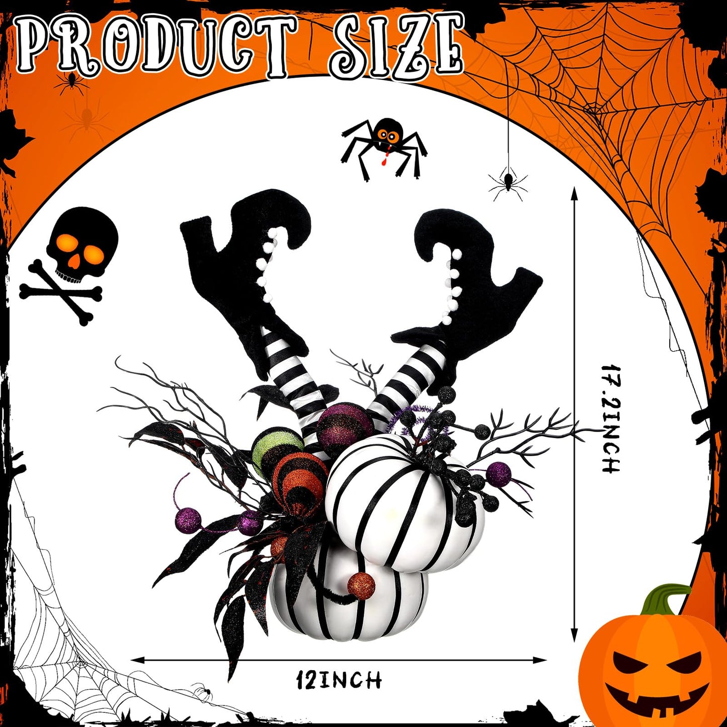 Daifunli Halloween Table Centerpieces Decorations Witch Boot and Pumpkin Artificial Flowers Halloween Tabletop Decorations for Home Kitchen Indoor Haunted Party Decoration 12x17 Inch