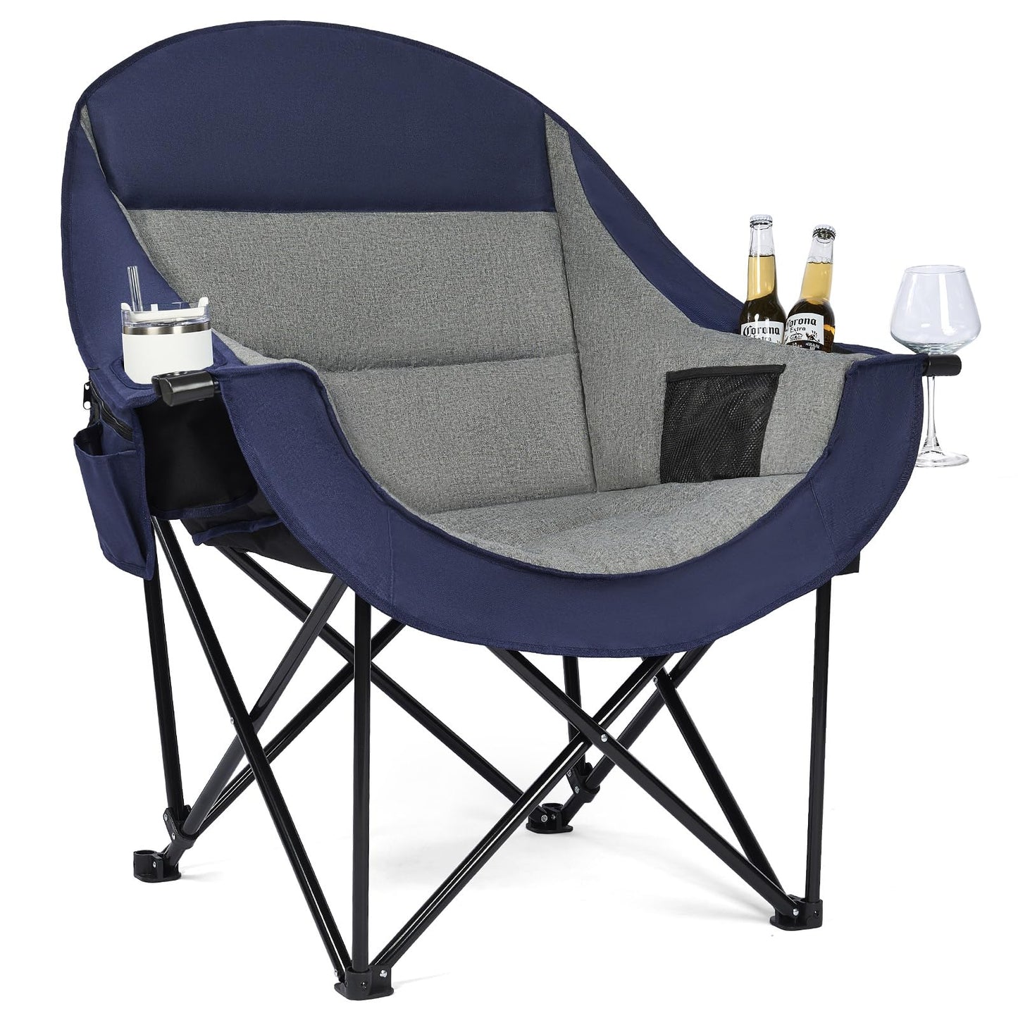 Oversized Camping Chairs for Adults - Heavy Duty Padded Outdoor Camp Chair