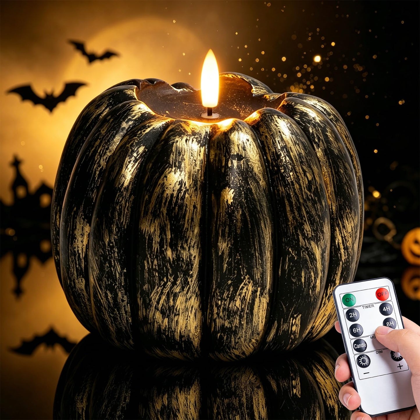 Fall Decor, Fall Decorations for Home - Flameless Pumpkin Candle with Timer Remote - Room Bedroom Table Farmhouse Decor for Halloween, Thanksgiving, Orange+White