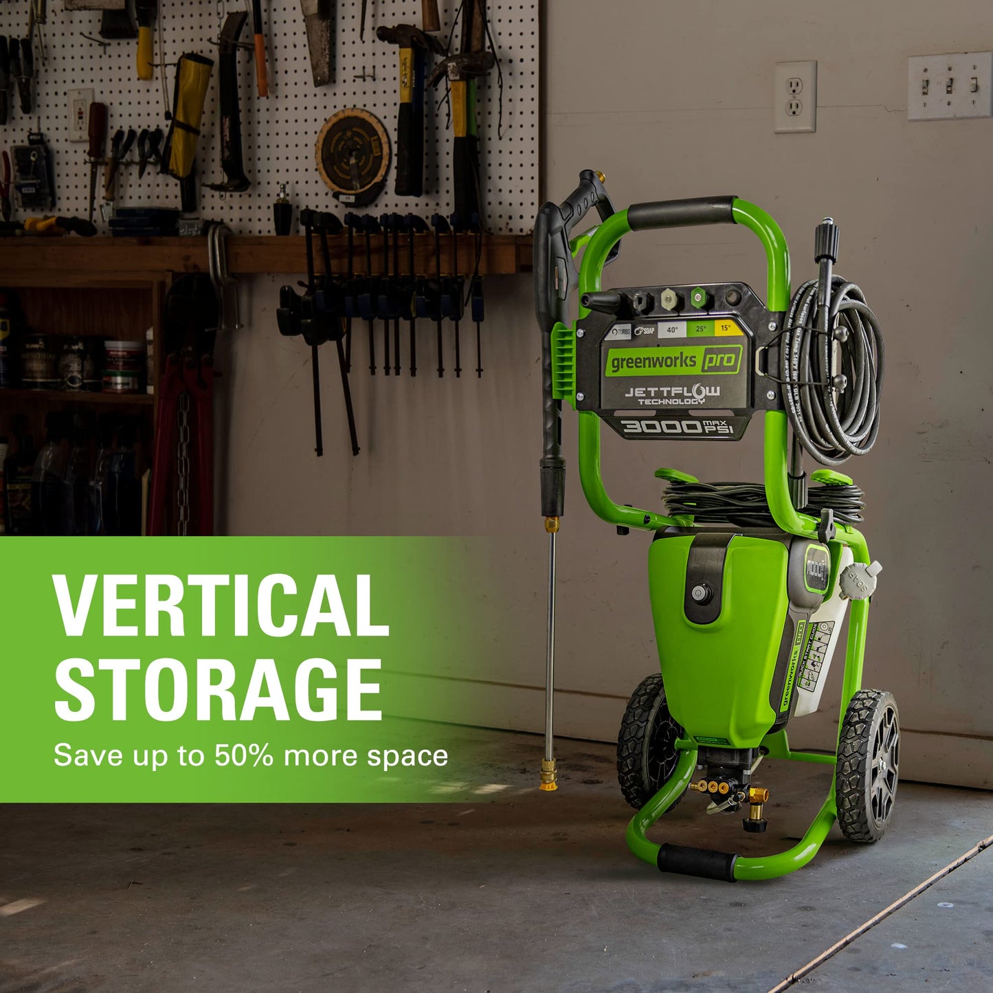Greenworks 3000 PSI (2.0 GPM Max) Brushless Electric Pressure Washer (15°, 25°, 40°, Turbo and Soap Nozzle) for Use On Decks, Fences, Driveways, Sidewalks, Siding & More. Heavy-Duty
