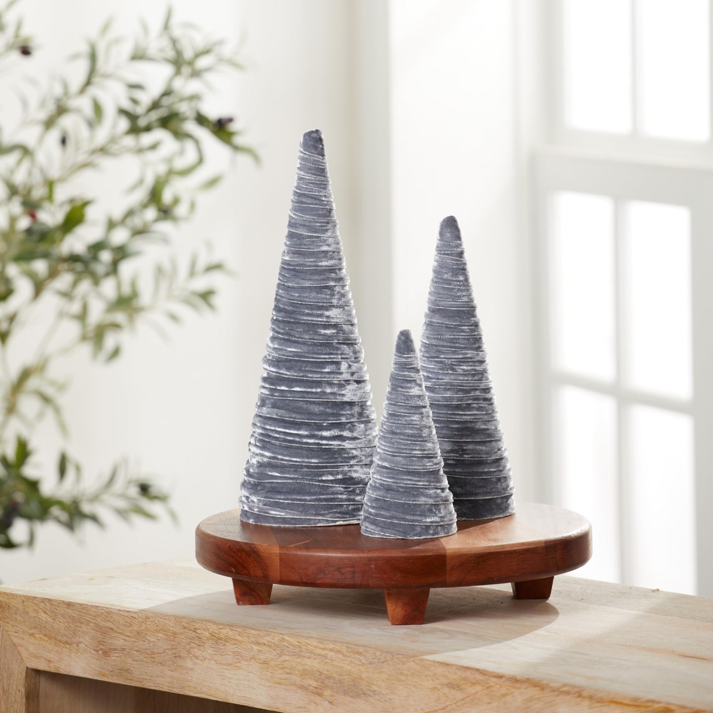 Your Heart's Content Red Velvet Trees Set of 3, Winter Wedding Centerpiece, Valentine Tabletop Tree Decor, Cozy Handmade Romantic Home Decor, Bookshelf Accent, Gift for (Red)