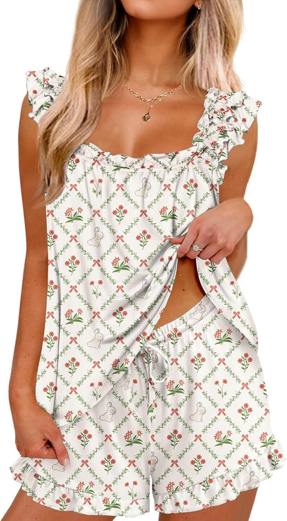 Ekouaer Pajama Set - 2 Piece Ruffle