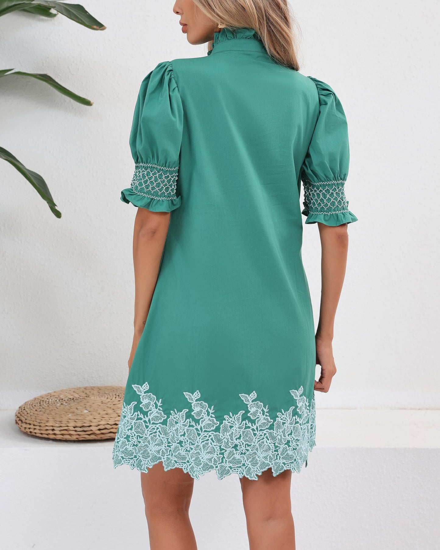 YEXPINE Women's Summer Embroidered Mini Dress