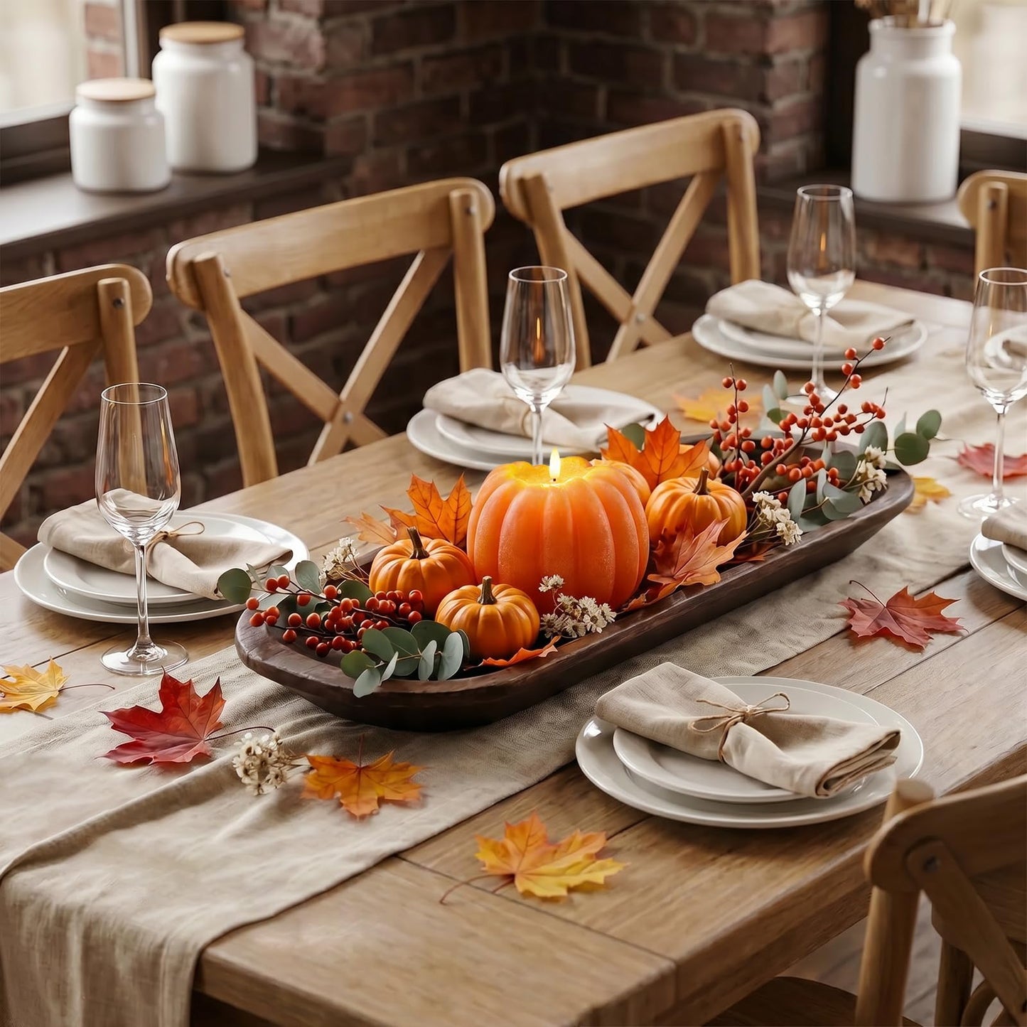 Fall Decor, Fall Decorations for Home - Flameless Pumpkin Candle with Timer Remote - Room Bedroom Table Farmhouse Decor for Halloween, Thanksgiving, Orange+White