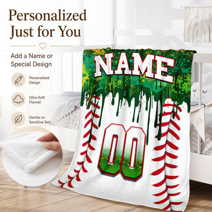Kids Blanket Custom Baseball Blankets, Splashed Ink Throw Bed Travel