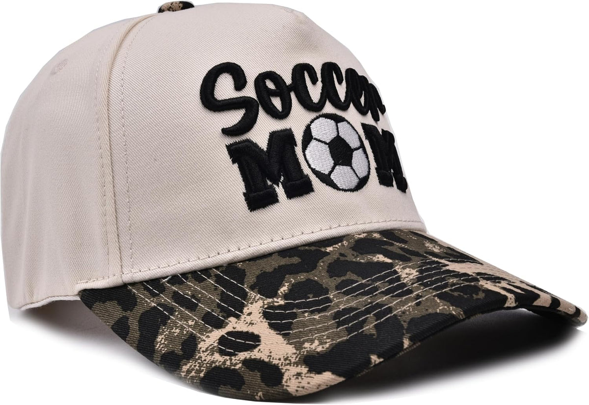 Soccer Mom Trucker hat - Embroidered Adjustable Vintage Sport Mama Baseball Caps Beige