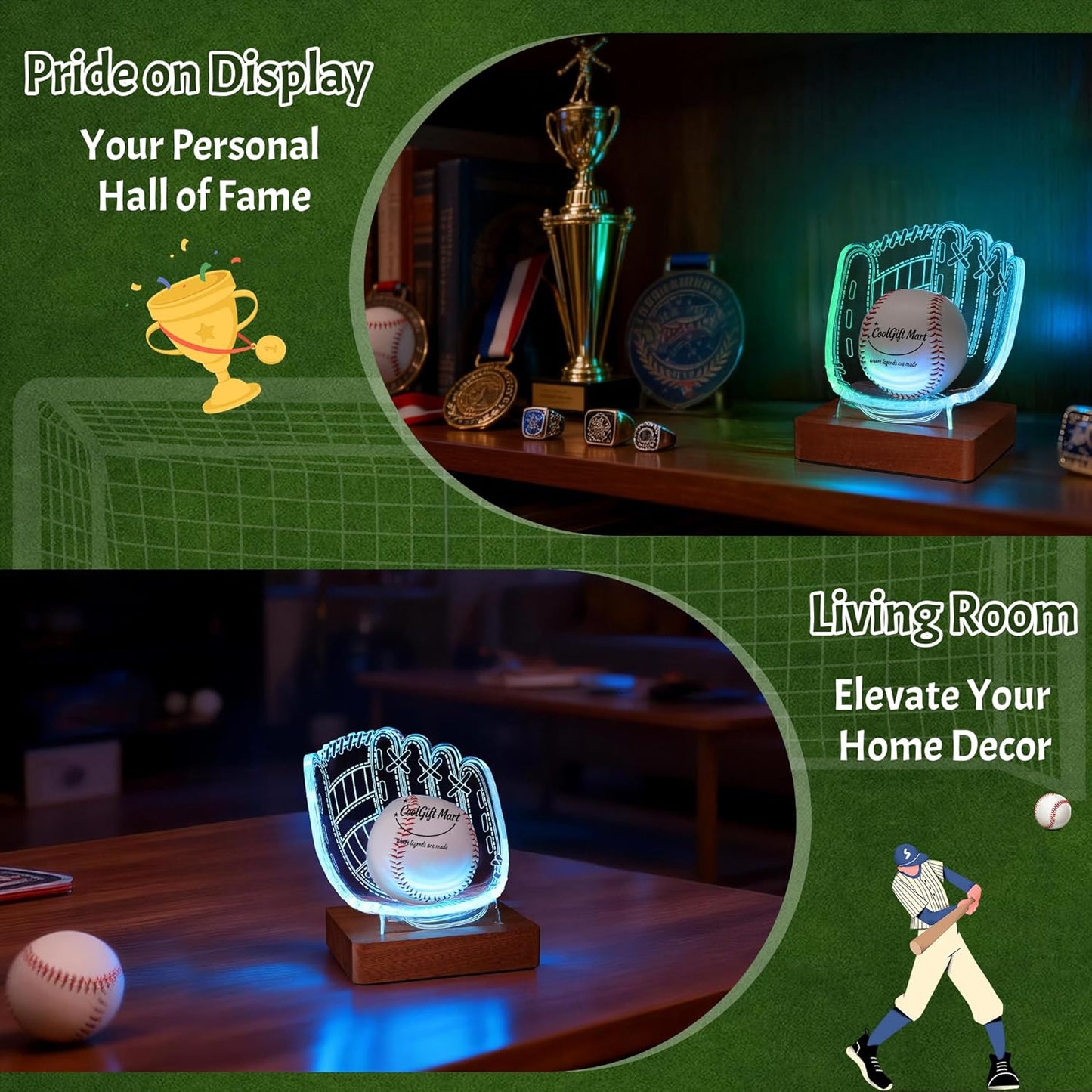CoolGift Mart Light Up Baseball Glove Display Stand