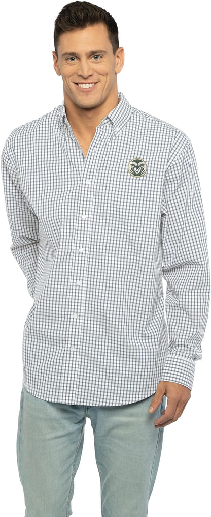 Vantage Men's Collegiate Easy-Care Long Sleeve Gingham Check Button Down Shirt