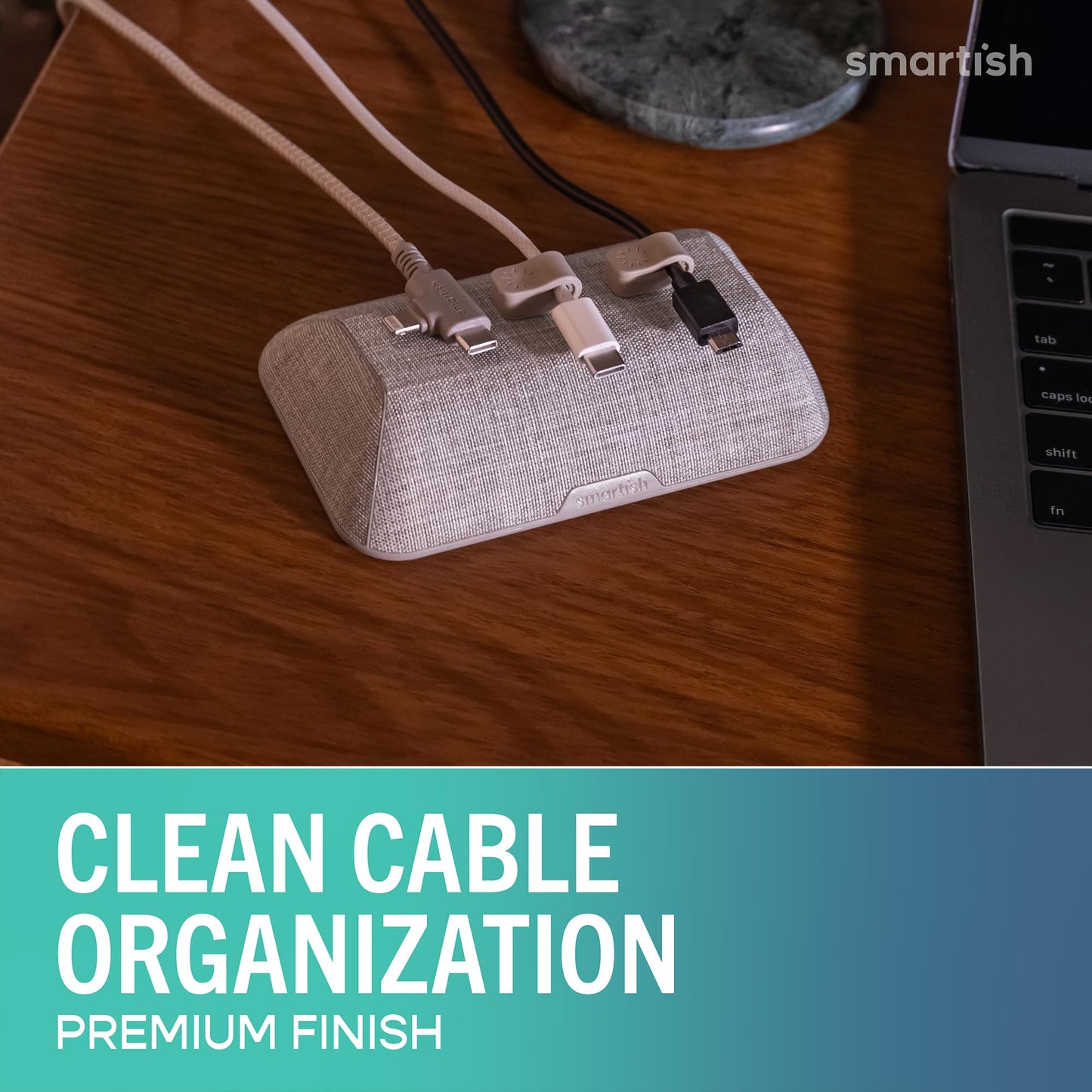Smartish® Magnetic Cord Holder - Bigger Cable Wrangler Organizer with Magnet Clips for Charger Management on Desktop, Nightstand - Holds 6+ Cables - I'm Blushing