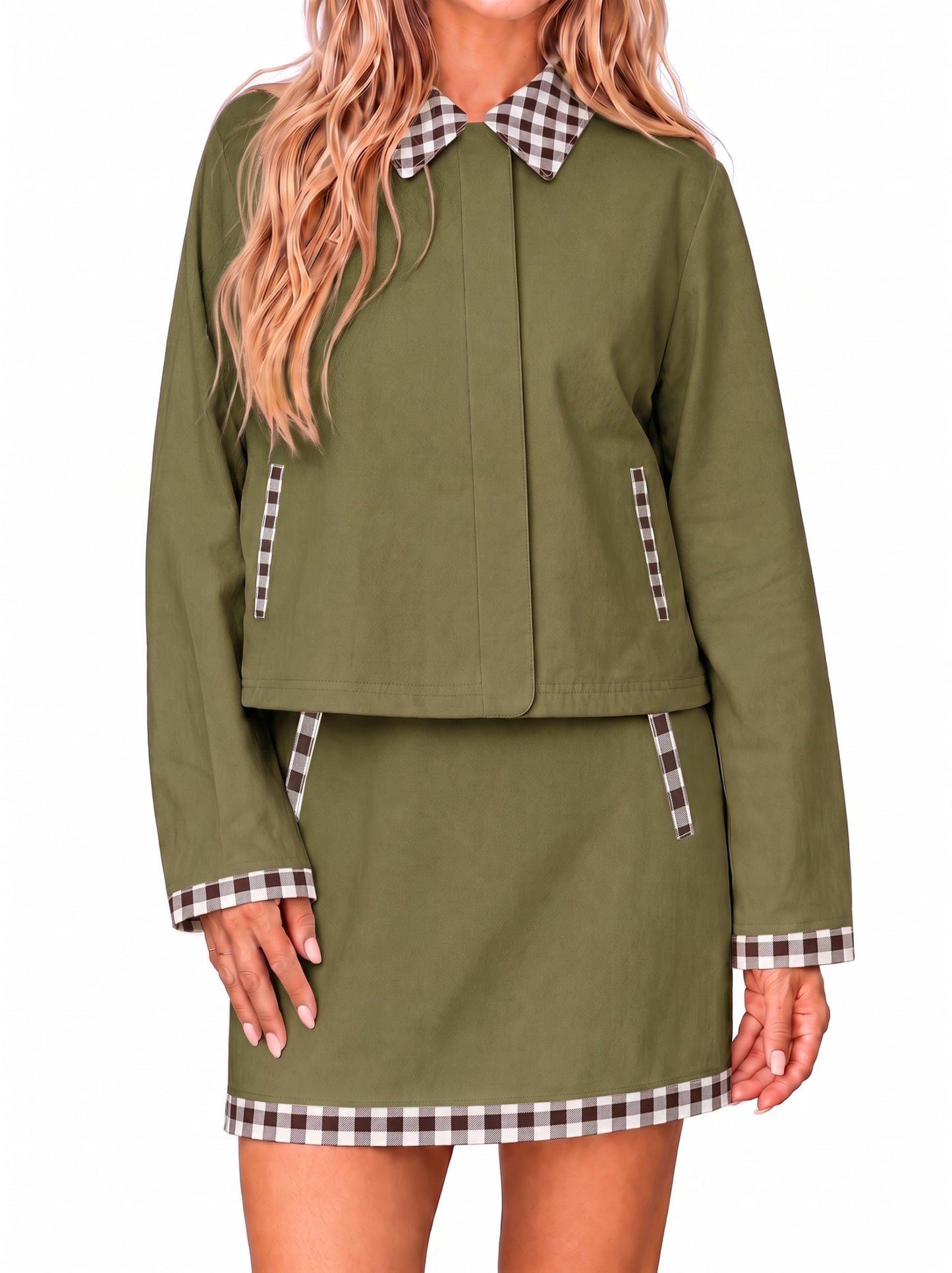 Tankaneo Womens Plaid 2 Piece Outfit