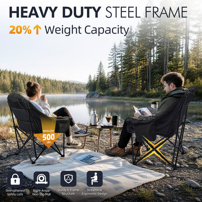 Oversized Camping Chairs for Adults - Heavy Duty Padded Outdoor Camp Chair