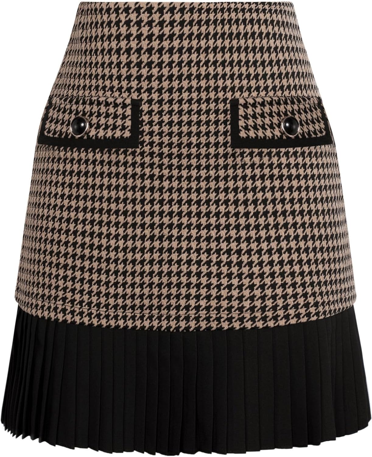 Kate Kasin Women's Plaid Mini Skirt, High Waist Pleated A-Line Skirts