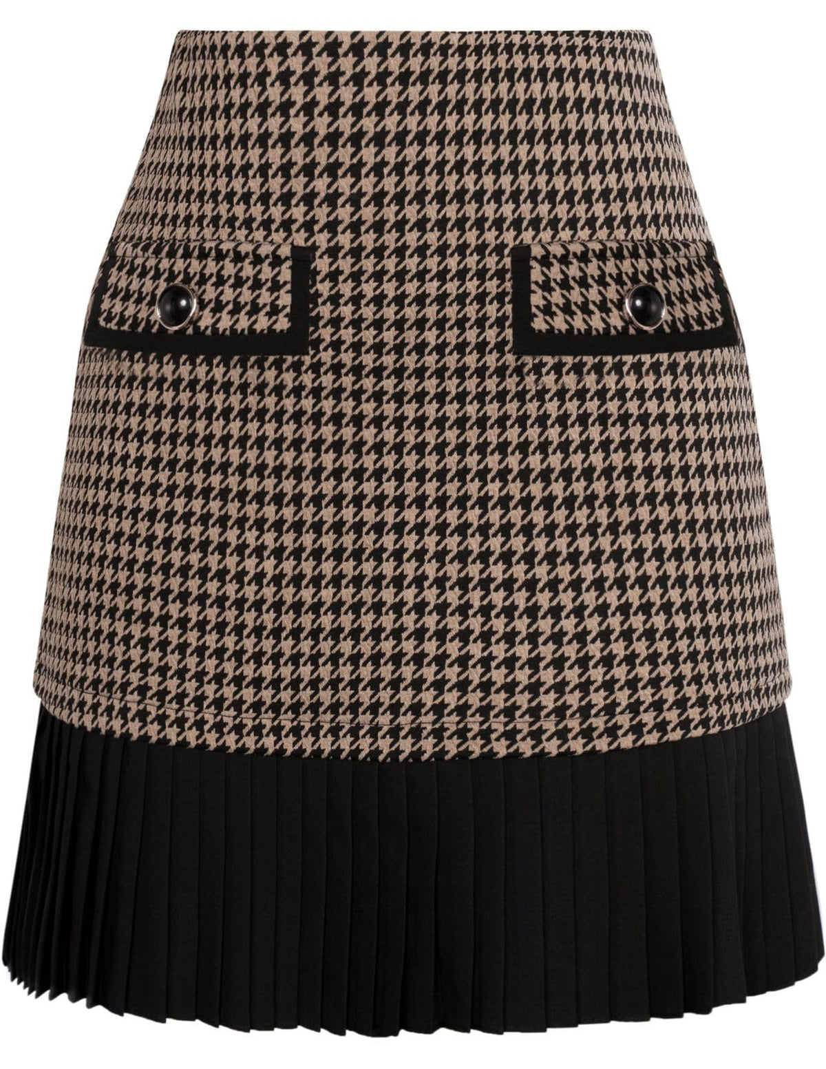 Kate Kasin Women's Plaid Mini Skirt, High Waist Pleated A-Line Skirts
