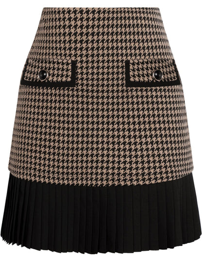 Kate Kasin Women's Plaid Mini Skirt, High Waist Pleated A-Line Skirts
