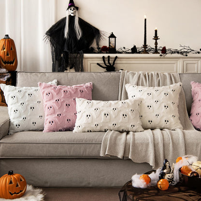 MIULEE Cute Ghost Halloween Pillow Covers 20x20 Inch Set of 2 White | Soft Plush Faux Fur Throw Pillows Spooky Fall Decorative Cushion Covers for Couch Sofa Bed Porch Living Room