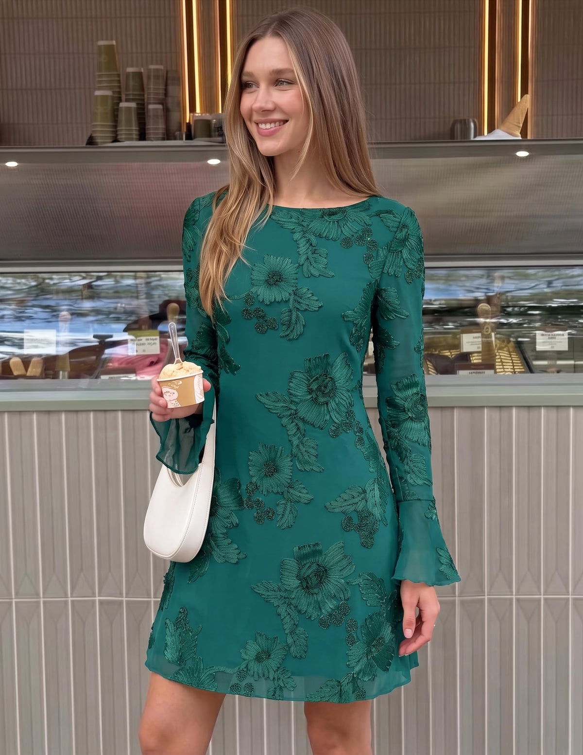 ZESICA Women's 2026 Fall Floral Wedding Guest Cocktail Mini Dress