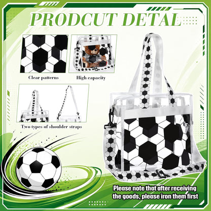 Soccer Clear Tote Gift Bag, 11.8x11.8x5.9 Inch Stadium Approved Waterproof Purse with Adjustable Strap for Women Mom