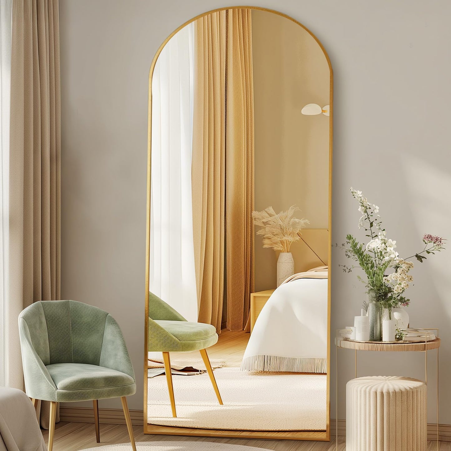 DUMOS 59"x16" Arched Full Length Mirror with Stand