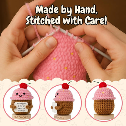Emotional Support Gifts for Women - Positive Crochet Cupcake W/ 30 Uplifting Affirmation Cards | Birthday Gift for Women Friendship, Best Friend, Bestie, Teen Girls, Classmates, Daughter Birthday