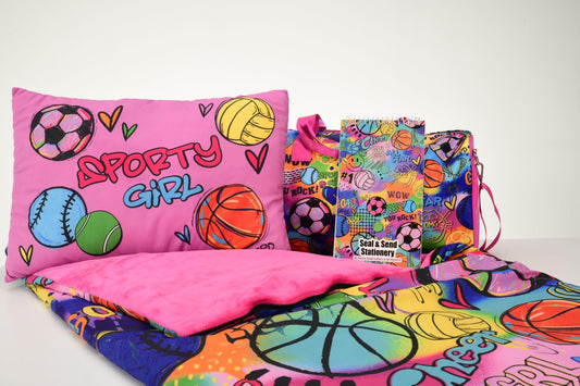 iscream Soft Cozy Fleece-Lined Fun Print Girls Sleeping Bag with Pillow