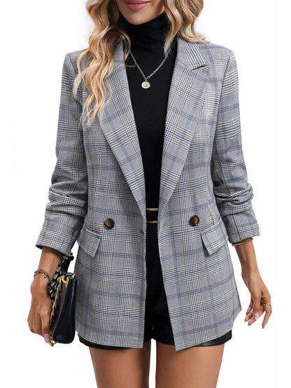 2026 Women's Fall Plaid Blazer Jacket