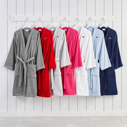 Lacoste Classic Pique Bath Robe, 100% Soft Cotton Terry, Unisex Adult Bathrobe, Absorbent & Quick Drying, One Size Fits Most