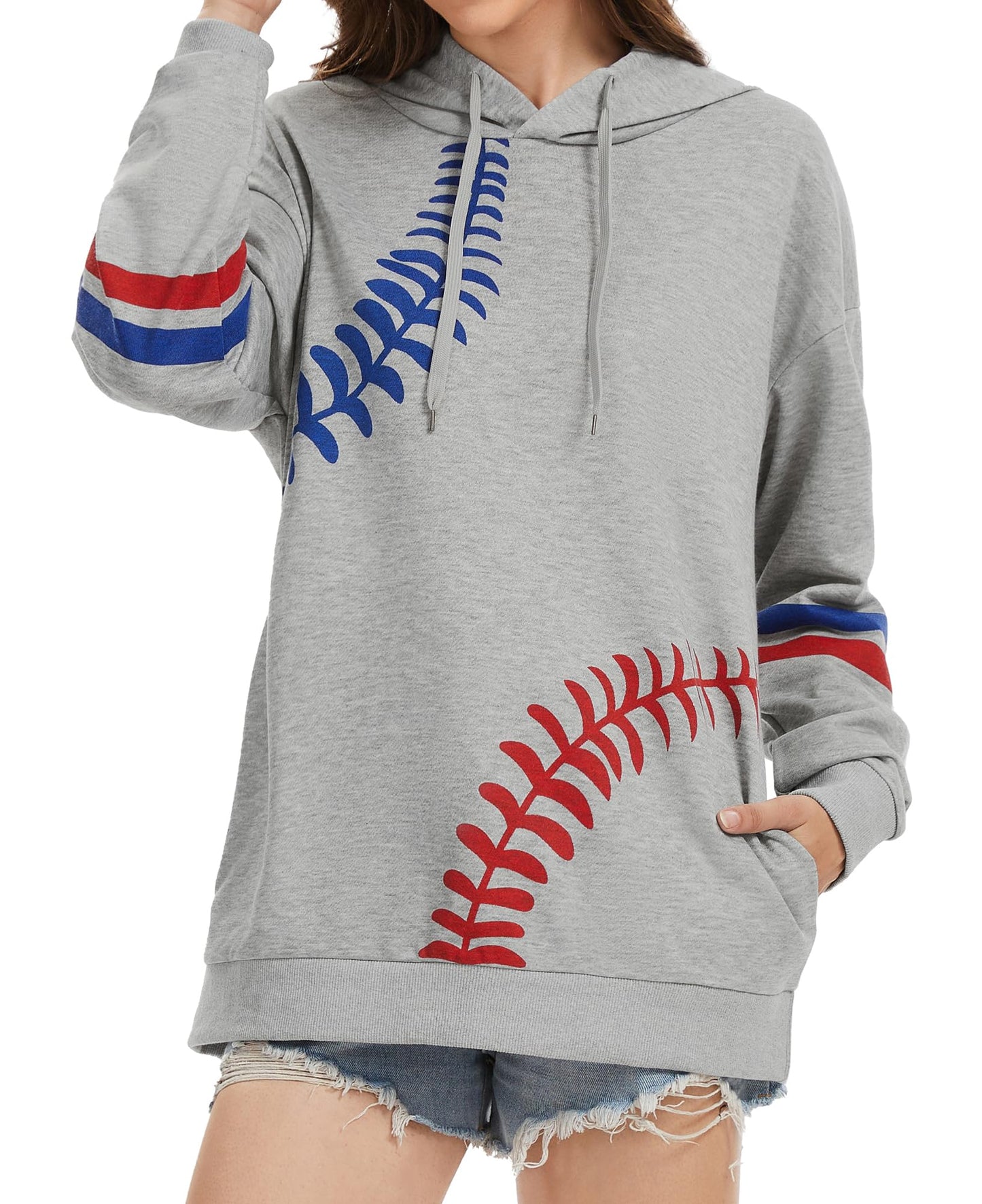 Womens Baseball Hoodie Casual Long Sleeve Baseball Mom Sweatshirt