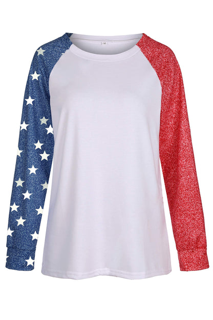 Womens Long Sleeve Baseball Mom American Flag Star Sweatshirt