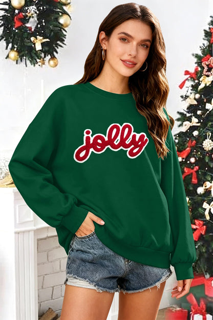 Christmas Sweatshirts For Women Jolly Glitter Patch Striped Sweater