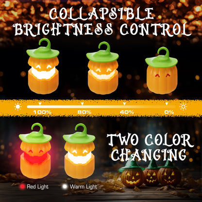 EverBrite 6-Pack Halloween Pumpkin Lantern, Collapsible Jack O Lantern Pumpkins with Lanyard, Halloween Party Favors, Light up Pumpkin Outdoor for Halloween Party Decoration, Battery Included