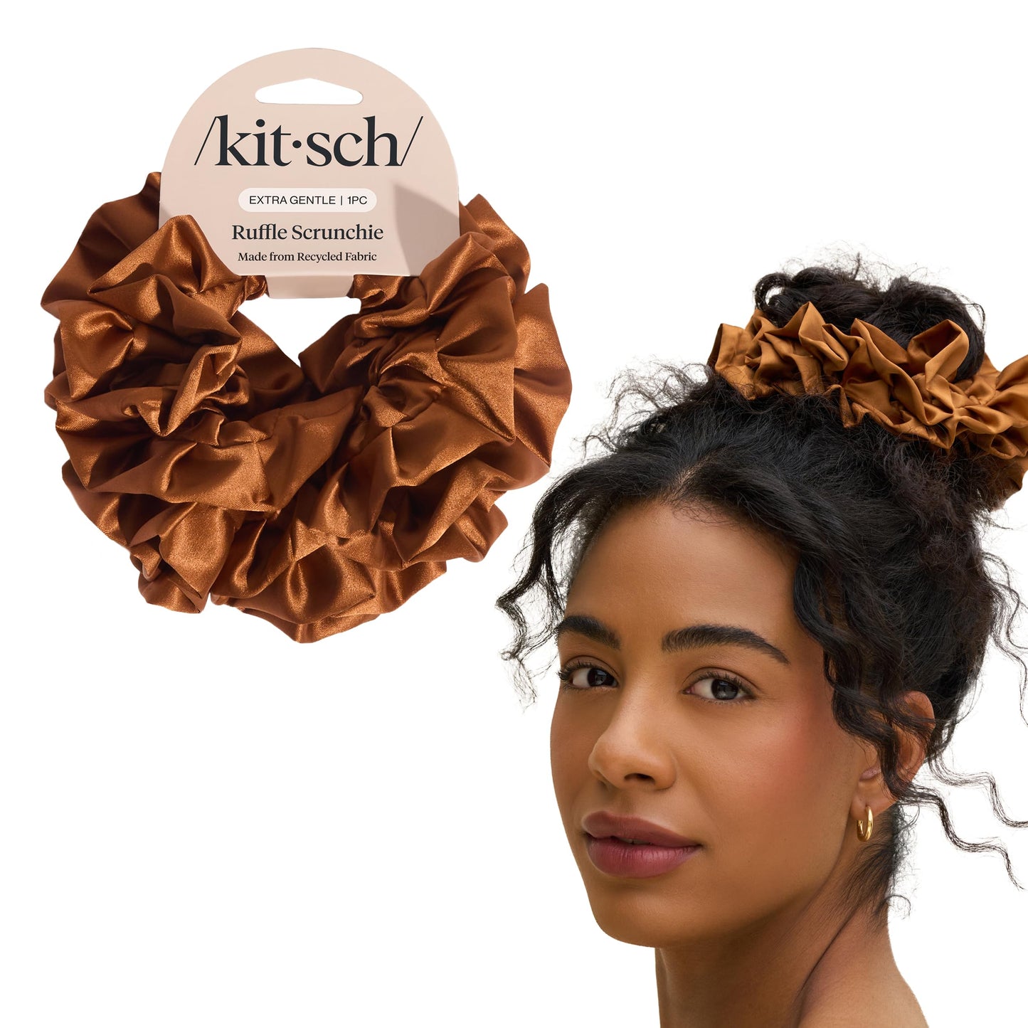 Kitsch Ultra-Petite Satin Scrunchies for Women - Cherry Blossom, 5pcs