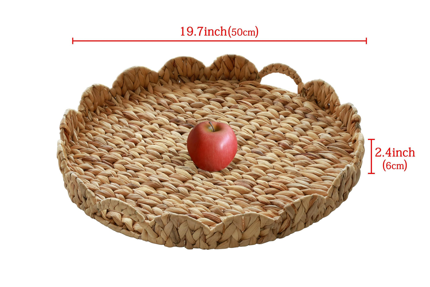 Gurfuy Extra Large Round Ottoman Table Tray with Handles - 19.7" Handmade Wicker Serving Hand Woven Tray for Farmhouse Decorative Oversized Coffee Table Trays Living Room Kitchen Counter Breakfast
