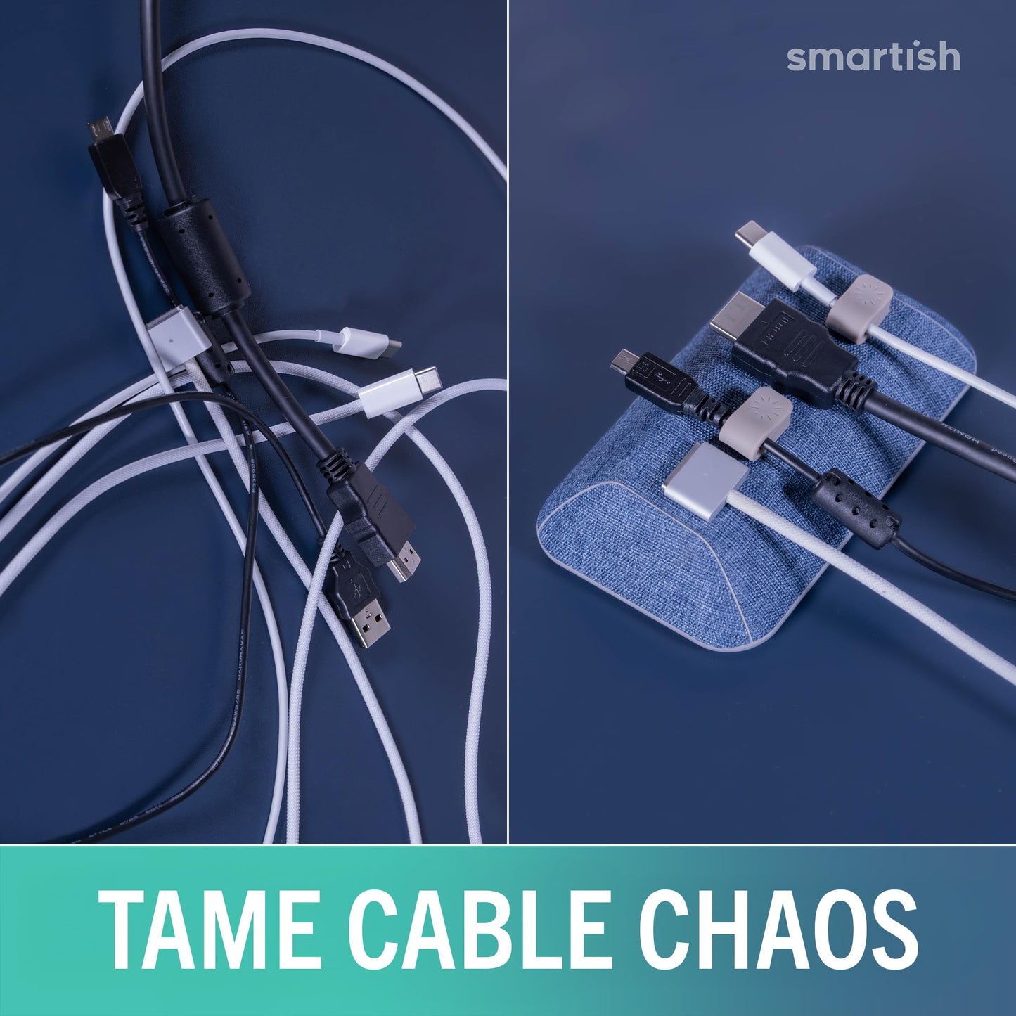 Smartish® Magnetic Cord Holder - Bigger Cable Wrangler Organizer with Magnet Clips for Charger Management on Desktop, Nightstand - Holds 6+ Cables - I'm Blushing