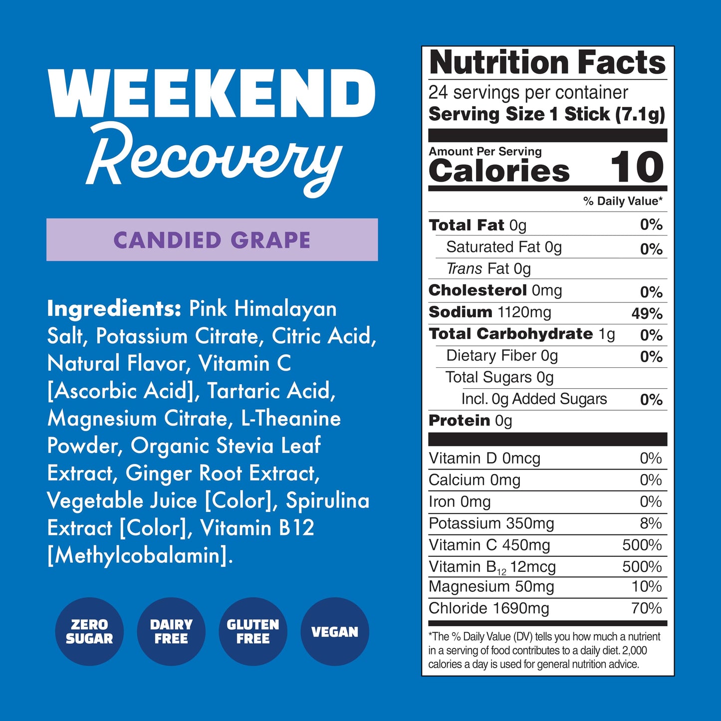 Waterboy - Weekend Recovery, Variety Pack, Sugar Free Electrolytes Powder Drink Mix - 24ct Hydration Packets