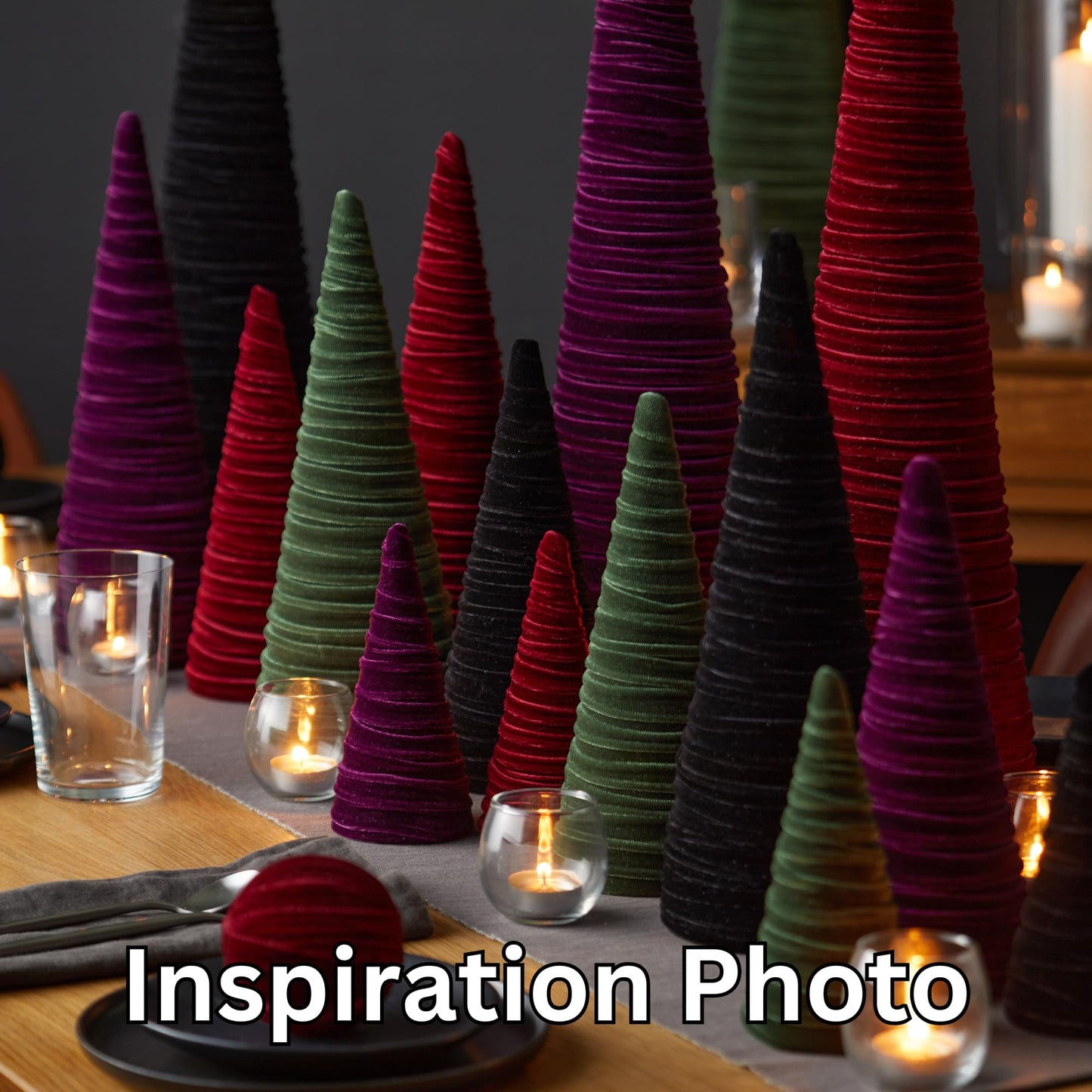 Your Heart's Content Red Velvet Trees Set of 3, Winter Wedding Centerpiece, Valentine Tabletop Tree Decor, Cozy Handmade Romantic Home Decor, Bookshelf Accent, Gift for (Red)