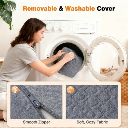 Vekkia King Bed Wedge Pillow for Headboard Gap, 0–6" Gap Filler with Side Pockets & Washable Cover, Gray 76"x10"x6"