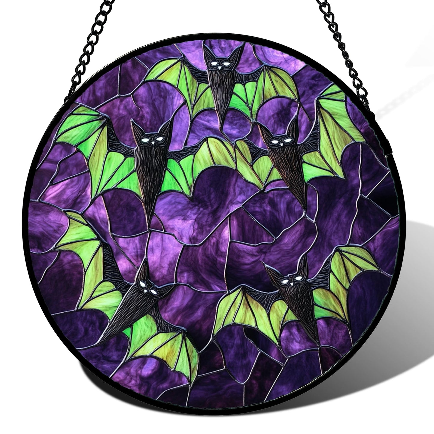 Stained Glass Window Hanging - Halloween Red White Scary Pumpkin Suncatcher for Doors Garden Home Spooky Rattan Sun Catchers Gothic Decor Horror Gifts for Women Men Friend Boy Girl 15 in