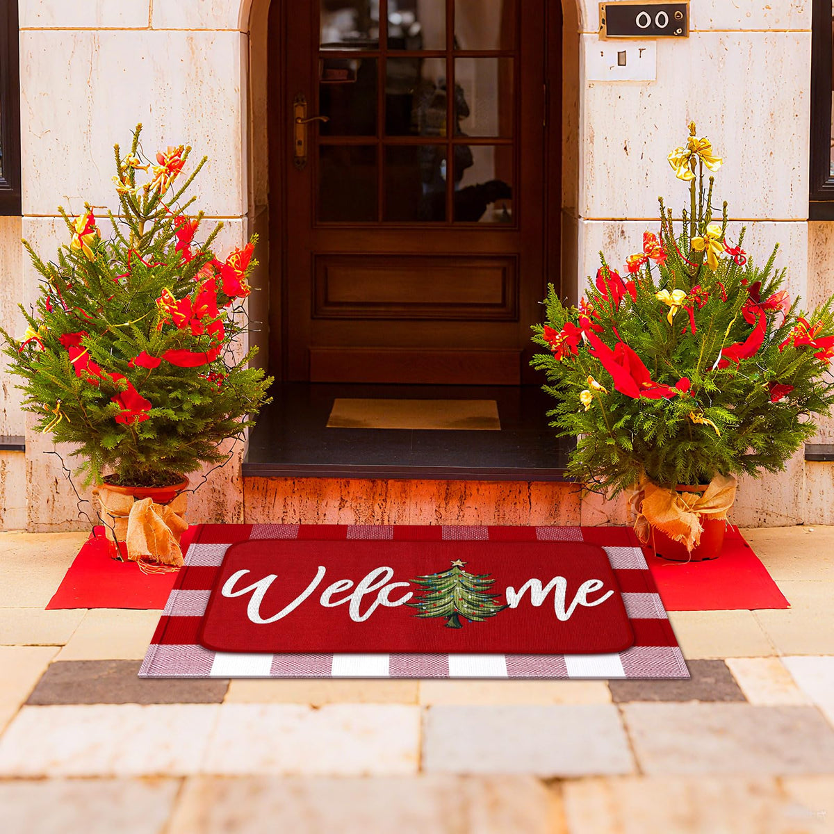 Tinideya 2 Pcs Halloween Door Mats Outdoor Layered Ghost Front Door Mat