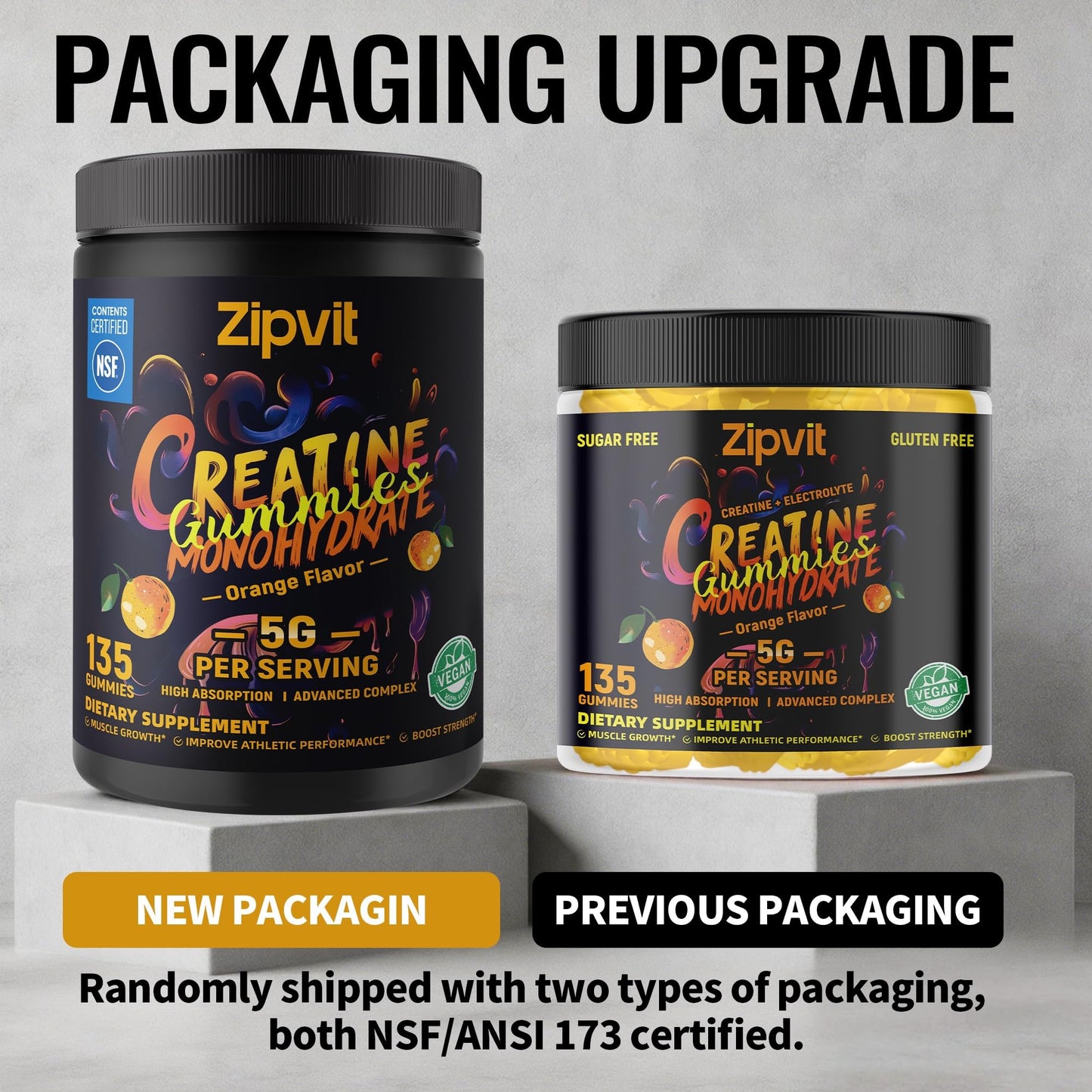 Creatine Monohydrate Gummies, NSF Certified Creatine Gummy, 5g Dose for Men & Women to Support Muscle, Strength, Recovery, Cognitive Health & Memory, Pineapple Flavor, 135 Gummies