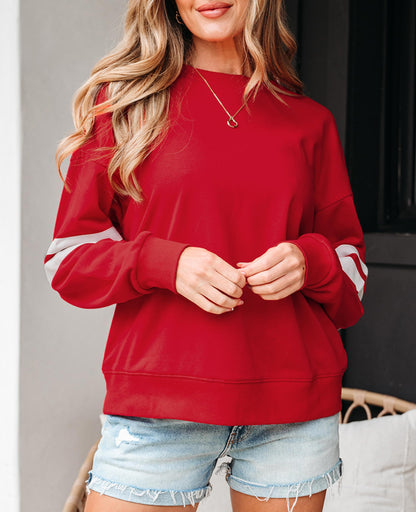 Selink Womens Varsity Striped Oversized Sweatshirt Crewneck Long Sleeve Casual Fashion Pullover Top Fall Outfits
