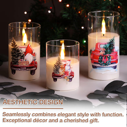 Eywamage Smoke Grey Glass Flameless Pillar Candles with Remote, Flickering LED Battery Candles Table Decor Set of 3