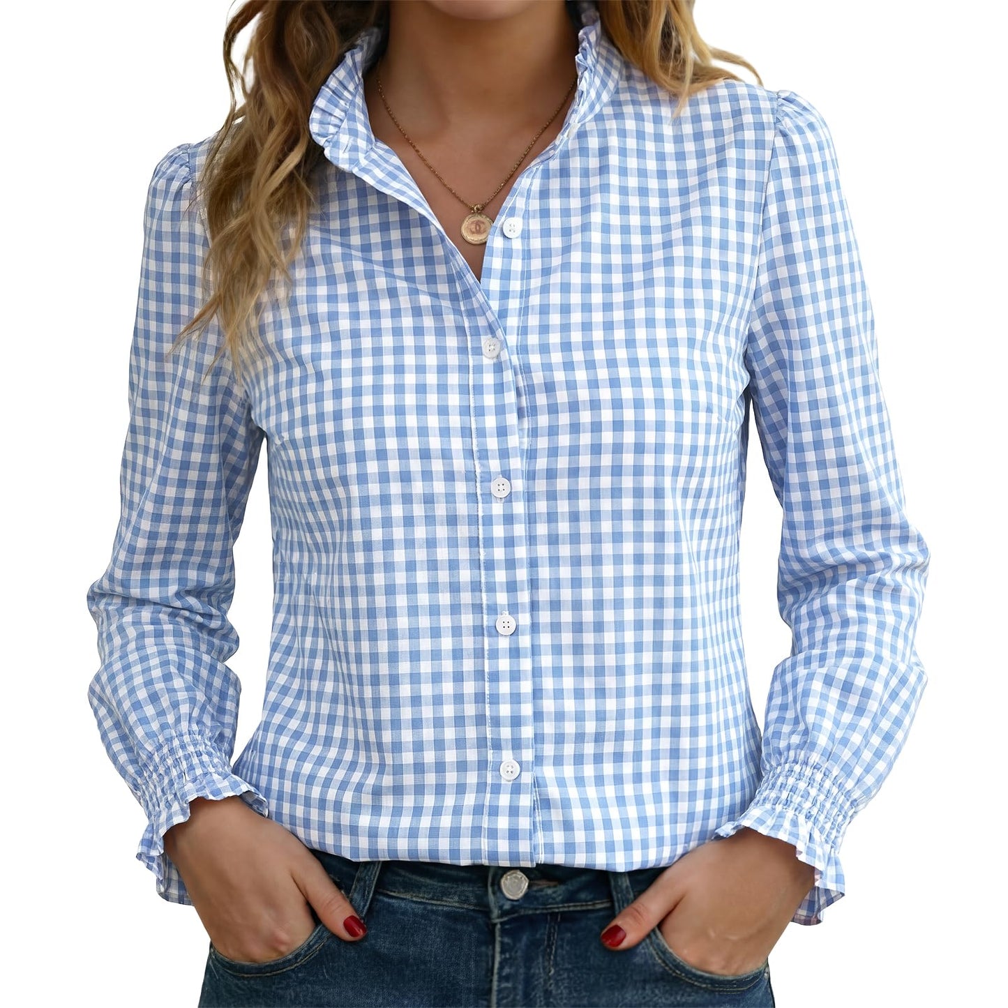 Funlingo Women's Striped Button Down Shirt